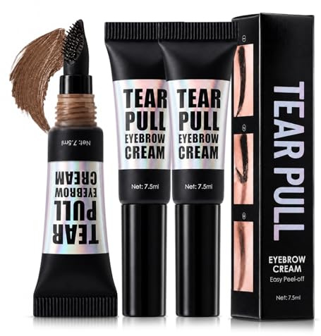 3 Stück Peel Off Augenbrauen Gel,Abziehbares Augenbrauen Gel Tattoo,Peel Off Augenbrauenfarbe Für Färben Und Fixieren,Wasserfestes,Für Make Up Zuhause Und Unterwegs(Hellbraun)