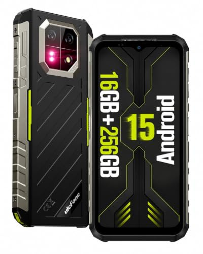 Ulefone Armor 22 Outdoor Smartphone Android 15, 16GB RAM+256GB ROM/512GB TF, 6,58 Zoll FHD+ 120Hz Display, 64MP Nachtsichtkamera, 6600mAh Akku 33W, Dual SIM 4G, NFC, GPS, IP68/IP69K Wasserdicht, Grün
