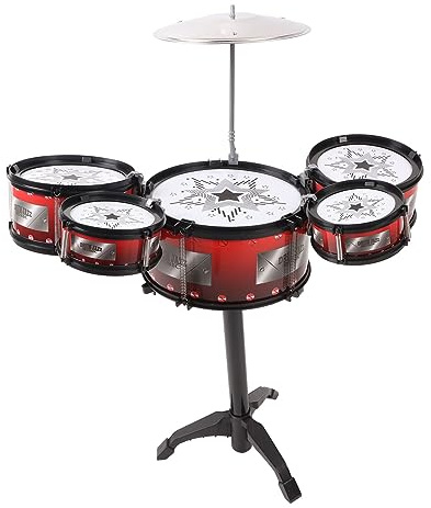 Generic Juego de Batería para Niños, Batería de Jazz, Juego de Percusión con Soporte, Palos, Platillos, Bombo para Niños de 1 a 6 a 12 Años, Lecciones de Música, Fechas de