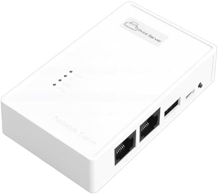Depisuta Servidor de Impresión Inalámbrico, Adaptador USB 2.0 Compatible con Múltiples Sistemas, Comparte Dispositivos USB a Través de LAN a Través de Red Ethernet o WiFi
