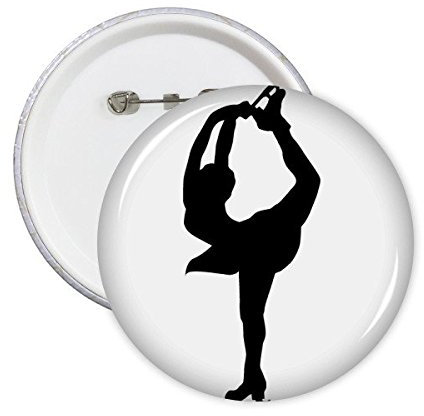 Winter Sport weiblich Tänzerin, Eiskunstlauf Silhouette rund Pins Badge Button Kleidung Dekoration 5 x Größe S