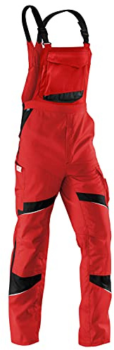 KÜBLER ACTIVIQ Latzhose PSA 2 – Latzhose mit ergonomischer Linienführung und Knieschutztaschen mittelrot/schwarz Gr. 54