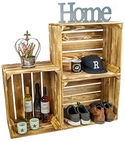 3er set neue massive Obstkiste Apfelkiste Weinkiste aus dem Alten Land +++ 50 x 40 x 30 cm (NEU GEFLAMMT)