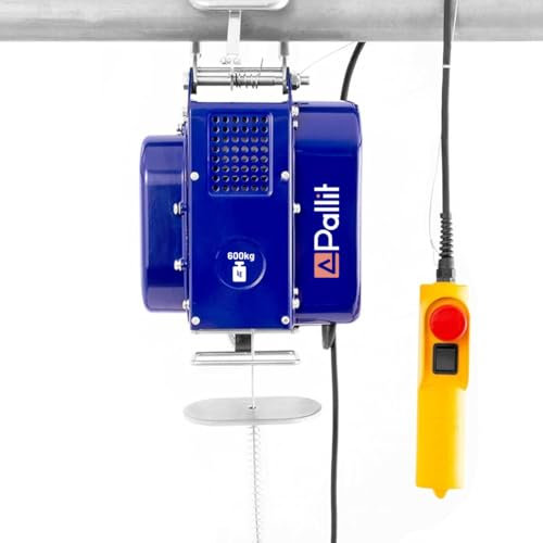 Pallit Seilwinde Elektrisch 230v 300/600 kg Tragkraft 12m Hubhöhe Stahlseil inkl. Kabelfernbedienung 1,5 m Kabellänge MOBILE Seilzug elektrisch Seilhebezug Hebezug