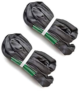 Black Spanset Round Slings 2-Pack for Aerial Hoop Rigging safety rated nylon sling for Yoga Hammock Aerial Silks Wrap Over Tree Limbs or Beams (2 M/ 6'7FT)
