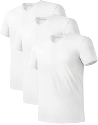 DAVID ARCHY Men's Undershirt Bamboo Rayon V-Neck Vest with Ultra Softness and Breathability 3 Pack Short Sleeve Underwear