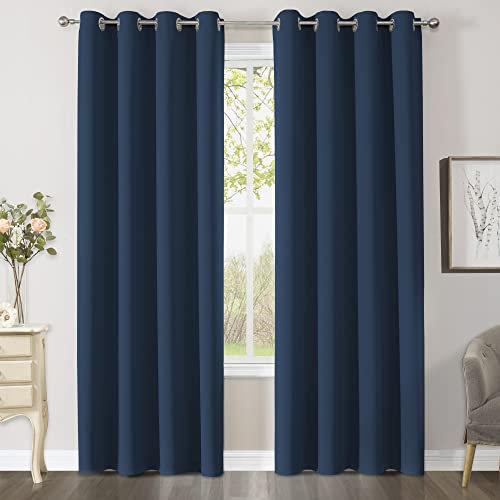 CUCRAF Blackout Curtains for Bedroom & Living Room, Navy Blue, 72 Inch Drop, 2 Panels, Thermal, Eyelet, Soundproof Room Dividers W46 x L72