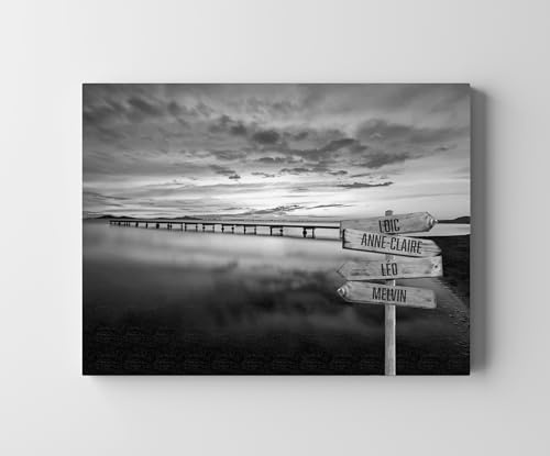 CREATIVA DIGITAL IMPRESION Y DISEÑO Cuadro Personalizado Multinombre | 4 Nombres | 40 x 30 cm | 100% a tu Gusto | Lona y Madera | Ideal para Sorprender a tu Familia | Excelente para Decorar el Salón