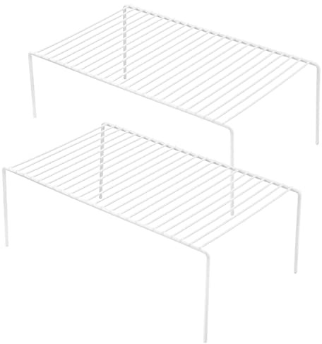 GEDLIRE Cabinet Storage Shelf Rack Set of 2, Medium (13 x 9.4 inch) Rustproof Metal Wire Kitchen Cabinet Organizer and Storage, Cupboard Spice Shelf Rack for Plate, Dish, Counter & Pantry Organization