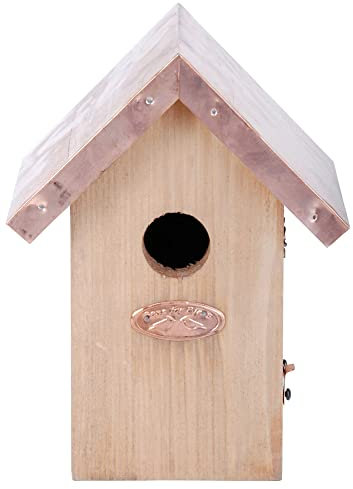 2 Stück Rivanto® Nistkasten Zaunkönig mit Kupfer Dach, 11 x 14 x H20 cm, Vogelhaus