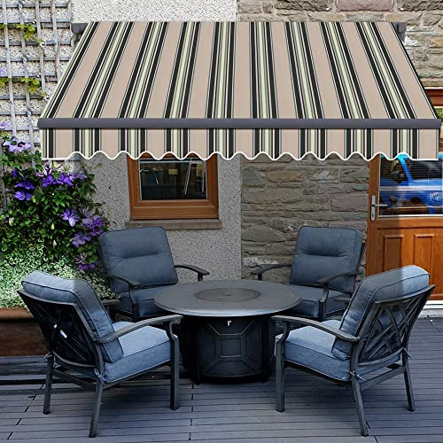 Green Bay Retractable 2m x 1.5m Awning DIY Patio Awning Garden Canopy Outdoor Sun Shade Shelter with Fittings and Crank Handle - Multi Stripe