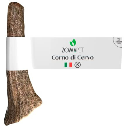 ZOMAPET Corno di Cervo per Cani 100% Cruelty Free, Osso di Cervo per Cani da Masticare 100% Naturale Senza Additivi Chimici - Giochi per Animali da mordere (S)