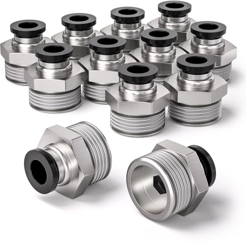 Bwintech 12 Stück 6mm Schlauch AD x 3/8 Zoll BSP Außengewinde, gerade Steckverbindung, pneumatischer Anschluss, PC6-04 Schnellverschluss Luftleitungsadapter