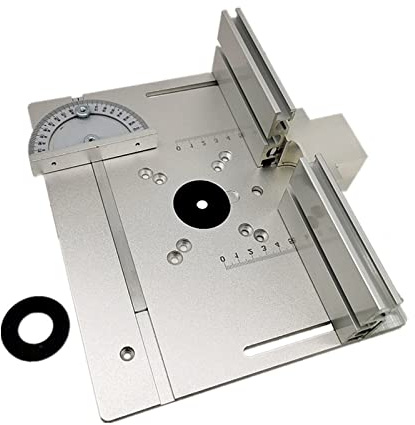 Aluminium Oberfräse Tisch Einsatzplatte, Holzbearbeitung Oberfräse Hobelmaschine Einlegeplatten mit Gehrungslehre, Frästisch Einlegeplatte für Holzbearbeitung Bänke(Silber)