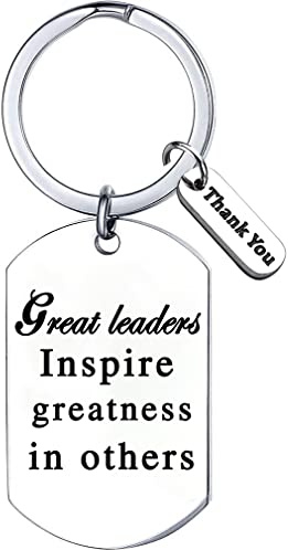 Boss Coach uppskattning gåvor teamgåva nyckelring Great Leaders Inspire Greatness in Andras tack gåva nyckelring för tränare, chef, kollegor, silver, M