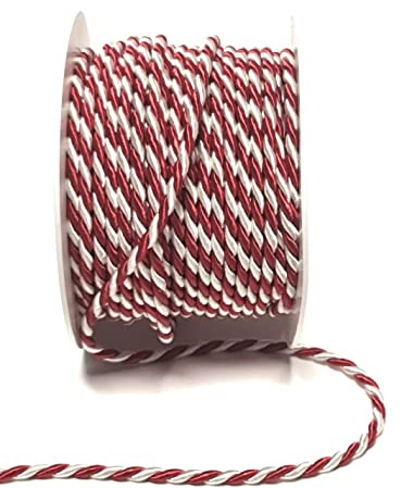 s.dekoda Kordel 15m x 4mm zweifarbig Rot - weiß Drehkordel Dekoband Kordelband Kordelschnur