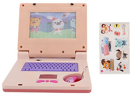 KENANLAN Kids Laptop, Learning Educational LED Music Laptop with 20 Learning Activities and 30 Music and Puzzles,Simulation Computer for Kids Ages 3+ (Purple Retractable Mouse)