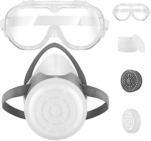 Anti-Dust Respirator, with 10 Pcs Filter Cottons, Anti-fog Goggle and Filter Box, Dust Masks for Building Work, Painting, Woodworking, Epoxy Resin, Organic Vapors, Spraying, Sanding, Chemicals