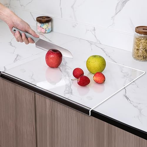 LPZXH Planches à découper en acrylique pour comptoir de cuisine, planche à découper plus épaisse et transparente, planche à découper antidérapante avec rebord pour protection du comptoir de cuisine