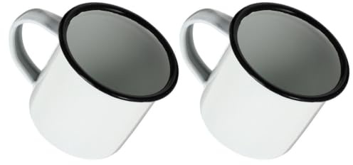 INOOMP 2pcs Old Retro Drinking Glass White Tea Cups Milk Cup Water Cup Vintage Mugs Tin Camping Mugs Enamel Metal Mug Iron White Retro Iron Mugs Winter Coffee Mug Thicken