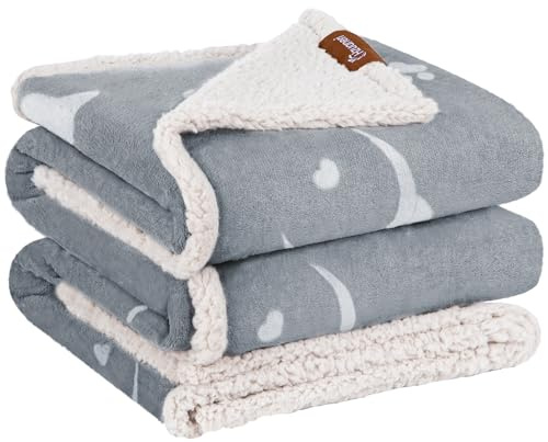 Hzuaneri Manta Impermeable para Perros, Vellón y Franela, para Perros Grandes, Gatos, Reversible, Protección para Sofá, Cama, Lavable a Máquina, XL, 200 x 150 cm, Gris PB80800G