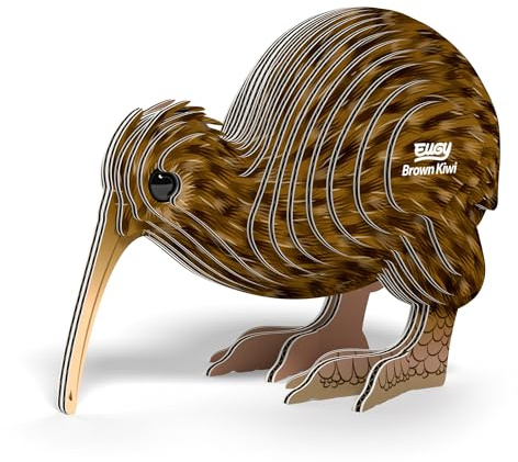EUGY 650091 Brauner Kiwi, 3D Tier-Puzzle für Kinder und Erwachsene zum Zusammenbauen, DIY Tierfigur, Bastelset ab 6 Jahren