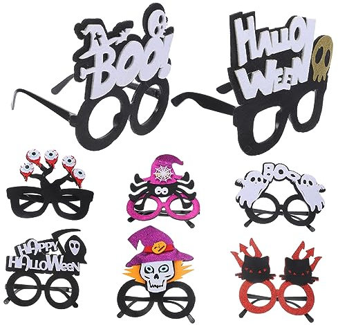 ibasenice 8stücke Halloween-Brillen Kunststoff Und Vliesstoff Sicher Und Leicht Zu Tragen in Verschiedenen Motiven Erhältlich Für Partydeko Und Fotorequisiten