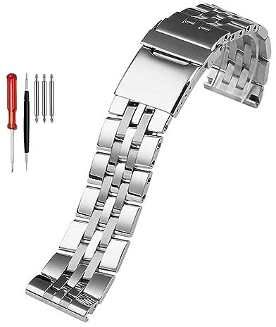 LUGEMA 316L Edelstahlarmband 22 Mm 24 Mm Massives Metallarmband Kompatibel Mit Breitling Uhrenarmband Herrenarmband For A49350 AB042011 (Color : Silver, Size : 24mm)