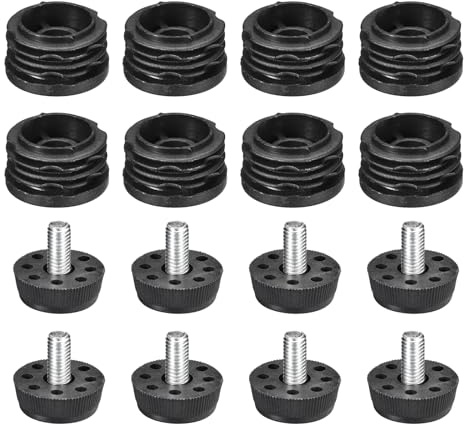 QUARKZMAN 8Stücke Einsätze für Rundrohre mit Nivellierfüßen, für 32mm/1,26 Außendurchmesser Rundrohr, M8 Gewinde, Schwarze Kunststoffmöbel-Stuhlbein-Stecker-Blindstopfen-Einsätze