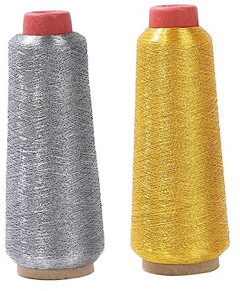 STOBOK 2 Rollen Polyester-Stickerei Gold- und Silber-Stickmaschinengarn zahnseide Faden für die Computerstickerei Computer-Stickgarn Gold und Silber Kreuzstichfaden Gold- und Silberfaden