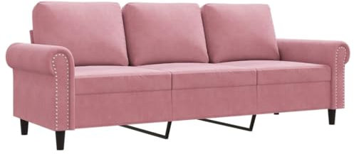 vidaXL Sofa 2 Sitzer, Couch mit Metallgestell Rückenkissen, Relaxsofa für Wohnzimmer, Polstersofa Samtsofa Zweisitzer Loungesofa, Rosa Samt