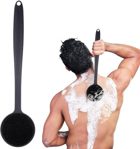 Xrten 1 Pezzi Spazzola per Vasca Manico Lungo,Spazzola Schiena Doccia,Spazzola Esfoliante per Il Corpo in Silicone con Manico Lungo per Vasca da Bagno e Doccia,Manico Lungo