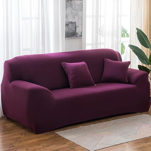 Sofaschoner Lila Sofaüberwurf Spandex Sofaschoner rutschfest Couch Überwurf Waschbare Sofa Überzug Sofabezug mit Elastischen Riemen Sofabezug L Form Universelle 3 Sitzer