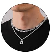 Rajputana Kette Mit Buchstaben,Buchstaben Kette,Halskette Herren,Kette Edelstahl,Kette Jungs,Kette Herren Silber,Ketten für Jungen,Initial Necklace,Chain Letter,Kette Buchstabe D