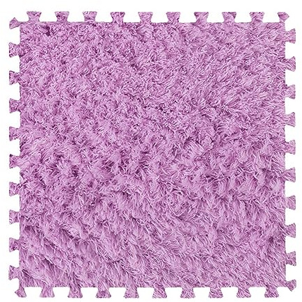 48 Stück Ineinander Greifende Teppichfliesen, Plüschschaum-Bodenmatten Für Hartholzböden, Flächenteppiche, Spielzimmer, Schlafzimmer, Wohnzimmer, 30,5 X 30,5 cm (Lila, 30,5 X 30,5 X 1,0 cm)