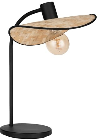 Eglo Lampe de chevet Marywell, lampe de table en osier de style japonais
