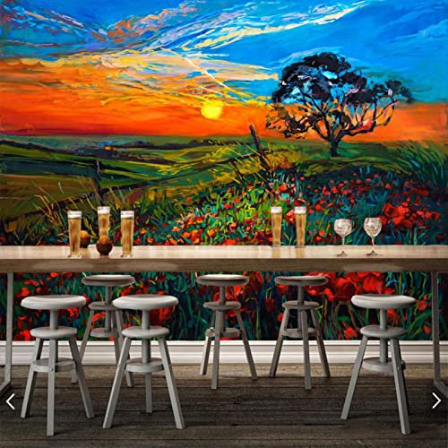 Adhesivo de pared 3D no tejido, pintura a color, paisaje, autoadhesivo, para decoración de habitación de niños, papel tapiz de fondo para dormitorio de niño y niña, tamaño grande, 400 x 280 cm