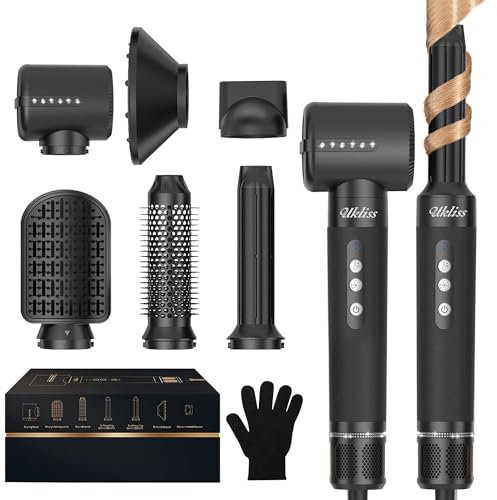 UKLISS Hair Styler 7 in 1, Magic Styler with Hair Dryer Brush, Air Auto-Wrap Curlers, Concentrator, Diffuser, Hot Air Brush, Blow Dry Hair Massage Brush for Hair Styling, Best Gifts Set for Women