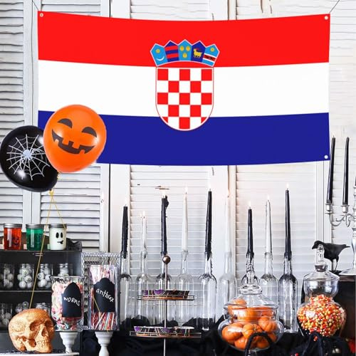 Republik Kroatien Flagge Urlaub Banner hängende Flagge Halloween Weihnachten Party Freunde Versammlung Banner Flagge, 178,8 x 88,9 cm dekoratives Banner