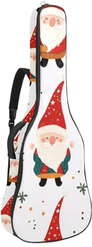 Gitarrentasche in voller Größe, wasserdichte Gitarren-Abdeckung, Tragetasche für akustische klassische E-Gitarren, niedlicher Weihnachtsmann Weihnachtsbaum und Schneeflocken, Mehrfarbig 04,