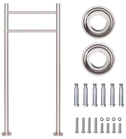 SCHARTEC Support de boîte aux lettres en acier inoxydable SBS-1 - Support autoportant - 2 pieds - Argenté