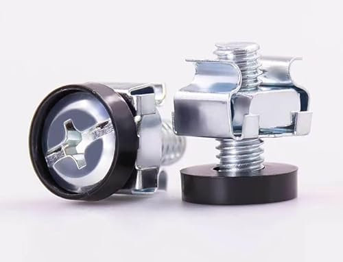Lock Nut and Screw Set, M6 Cage Nuts, Cage Nut Mounting Screws, 20 Cabinets Network Screws, Rack Cage Nuts, M6 Cage Nuts Screws Set, Silver