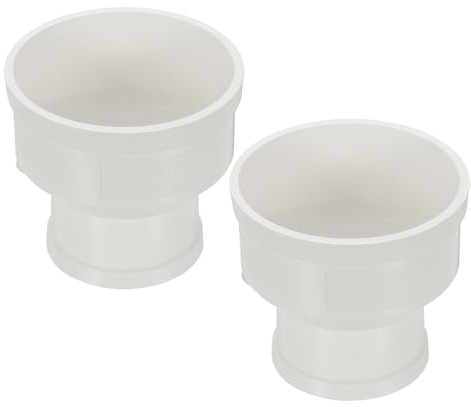 PATIKIL 4 to 3 Duct Reducer, 2 Pcs PVC Pipe Increaser Adapter Ducting Airflow Tube Pipe Fitting for DWV (Drain, Waste and Vent) Ventilation Ducting, White
