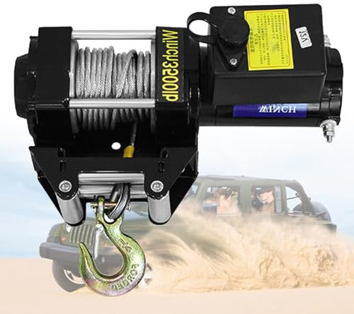 Cabrestante eléctrico impermeable para recuperación todoterreno, auto rescate de arena, elevación resistente y operaciones de emergencia, control dual 12 V/24 V