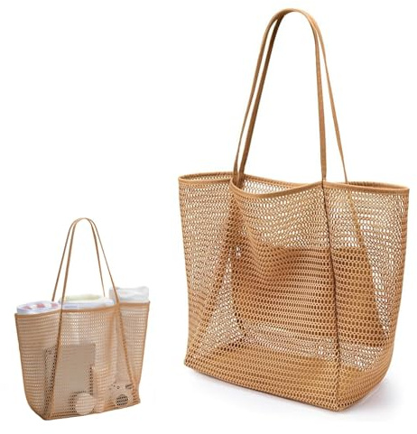 Borsa Da Spiaggia Grande Donna, Borsa Tote In Rete Pieghevole, Borsas Rete Spiaggia, Ideale Per Famiglia, Viaggi, Piscina, Picnic E Uso Quotidiano