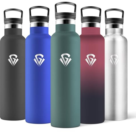 Motswedi Borraccia Termica, 750 ml Senza BPA, 2 Coperchi (Incl. Cannuccia), Borraccia Acciaio Inox, 304 Acciaio Inossidabile, Borracce Ideale per Ufficio, Campeggio, Palestra - Verde Militare