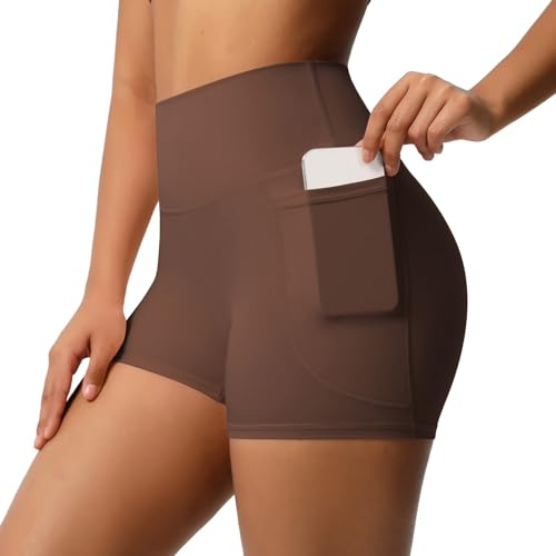 C'est TT Kurze Leggings Damen High Waist Sommer Radlerhose Sport Kurz Hosen Short Atmungsaktiv Activewear Yoga Outdoor Sporthose Laufhose Gym