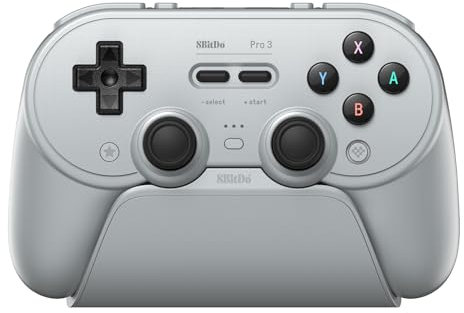 8Bitdo Pro 3 Bluetooth Controller for Switch/Switch 2 – TMR Joysticks, Swappable ABXY Buttons, Pro Back Buttons, Charging Dock, Hall Effect Triggers, for Windows, Apple, SteamOS, Android - Gray