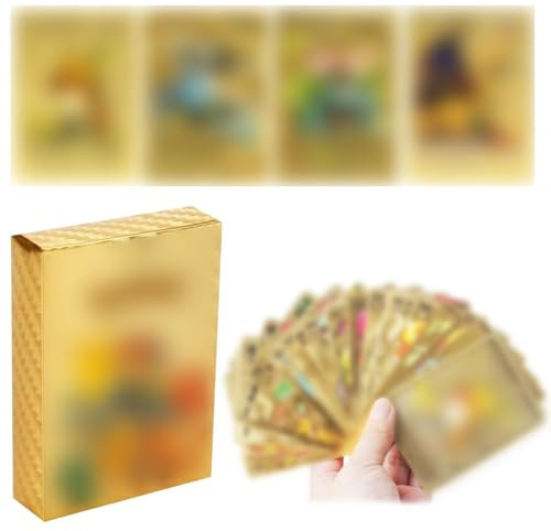 QOCUILC 55 Fogli Carte da gioco d'oro, Carte da gioco collezionabili, Set di carte rare d'oro