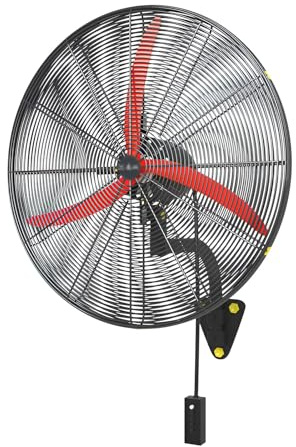 Ventilador de piso, ventilador de pared oscilante industrial de alta resistencia, altura e inclinación ajustables con 3 velocidades, ideal para refrigeración en interiores y exteriores.
